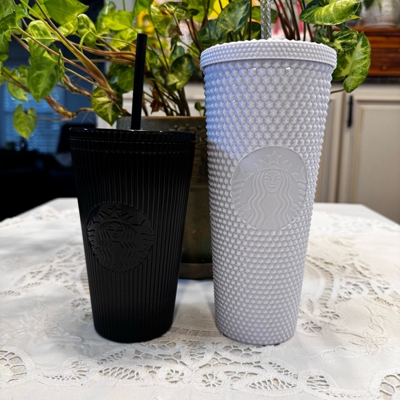 Starbucks Other - Set of 2 Starbucks Textured Black and White Tumblers